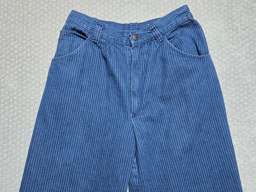 Vintage Stuffed Jeans High Waisted Pinstripe Denim Pants